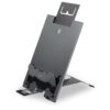 Vooraanzicht van Ergo-Q Hybrid Pro laptopstandaard en tablethouder, ergonomisch verstelbaar voor de hybride werkplek