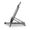 Zij aanzicht van Ergo-Q Hybrid Pro laptopstandaard en tablethouder, ergonomisch verstelbaar voor de hybride werkplek