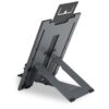 Achter aanzicht van Ergo-Q Hybrid Pro laptopstandaard en tablethouder, ergonomisch verstelbaar voor de hybride werkplek