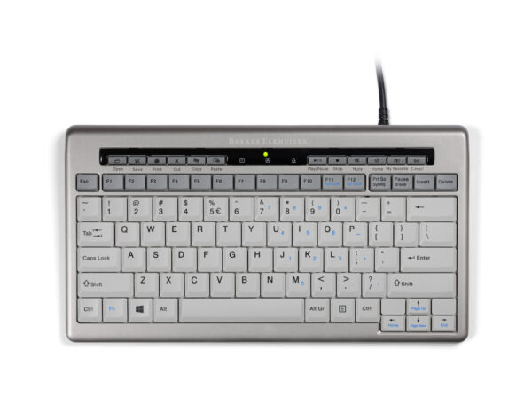 Compact ergonomisch toetsenbord S-board 840 van Bakker Elkhuizen met USB-aansluiting en wit design