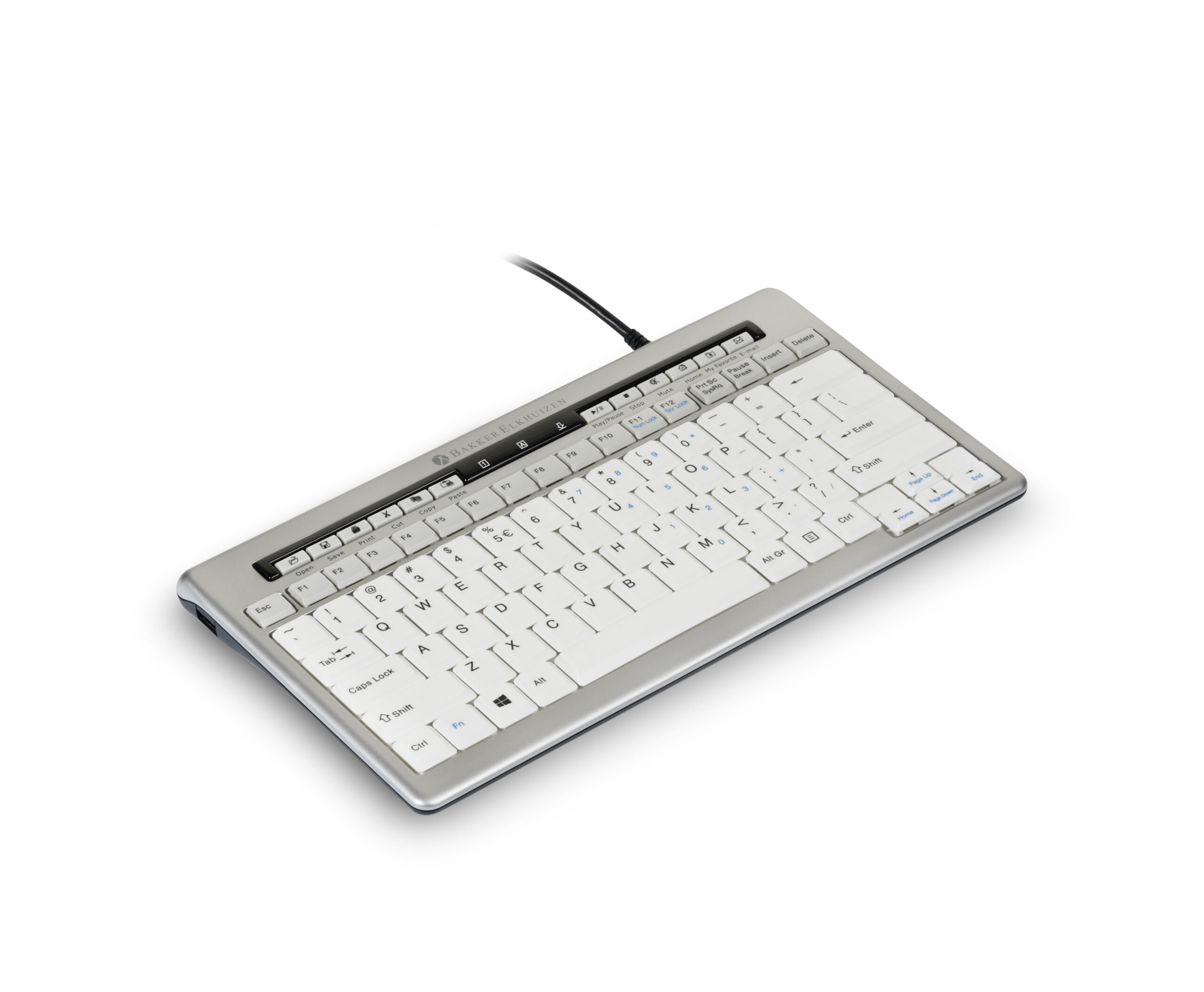 Compact ergonomisch toetsenbord S-board 840 van Bakker Elkhuizen met USB-aansluiting en wit design