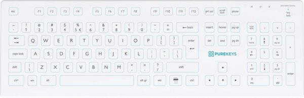 Bovenaanzicht - Purekeys full size draadloos medisch toetsenbord wit